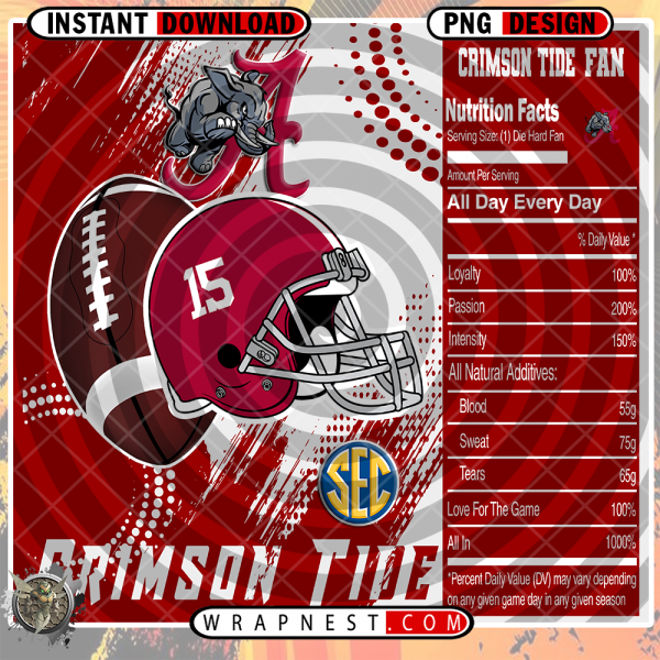 ALABAMA TEAM FAN SODA WRAP