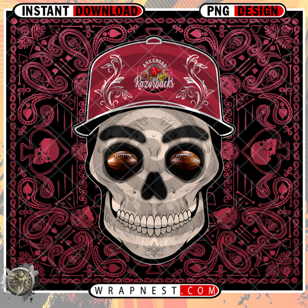 ARKANSAS SKULL HANDKERCHIEF WRAP