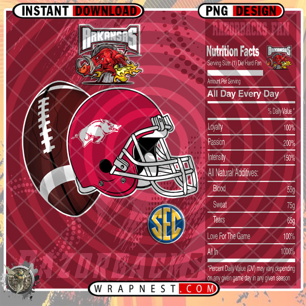 ARKANSAS TEAM FAN SODA WRAP