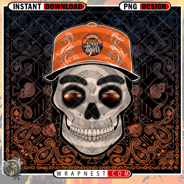 AUBURN SKULL HANDKERCHIEF WRAP