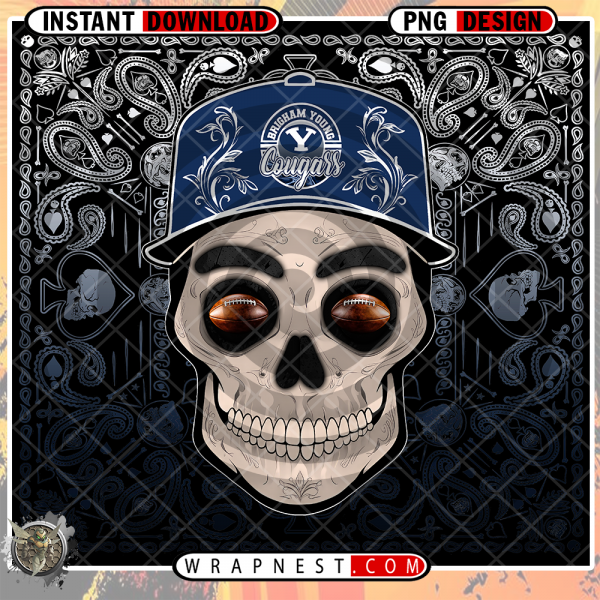 BYU SKULL HANDKERCHIEF WRAP