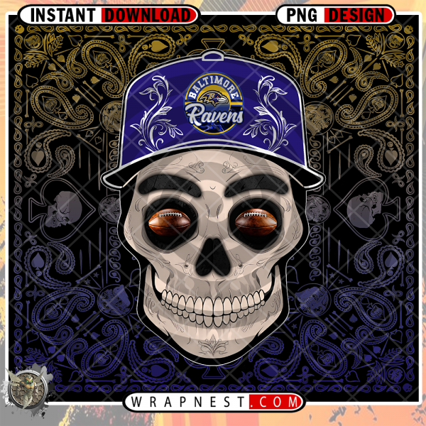 RAVENS SKULL HANDKERCHIEF WRAP