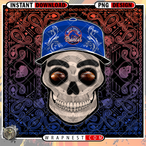 BOISE STATE SKULL HANDKERCHIEF WRAP