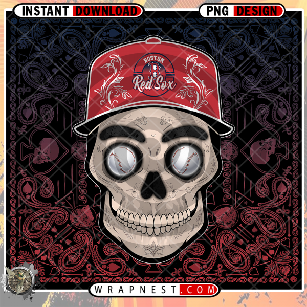 RED SOX SKULL HANDKERCHIEF WRAP