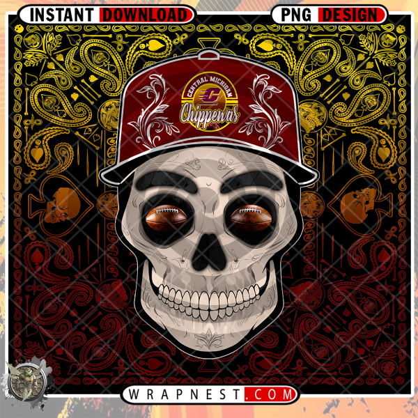 CENTRAL MICHIGAN SKULL HANDKERCHIEF WRAP