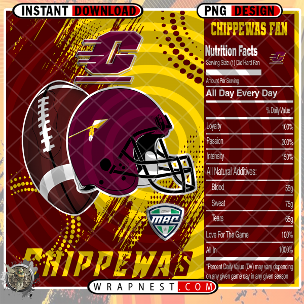 CENTRAL MICHIGAN TEAM FAN SODA WRAP