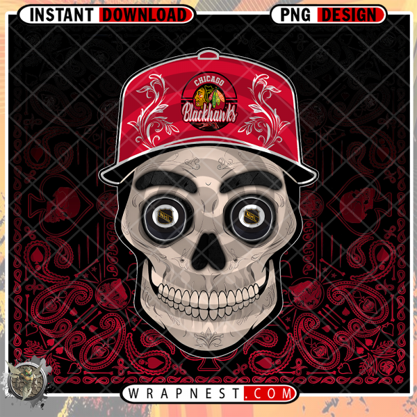 BLACKHAWKS SKULL HANDKERCHIEF WRAP