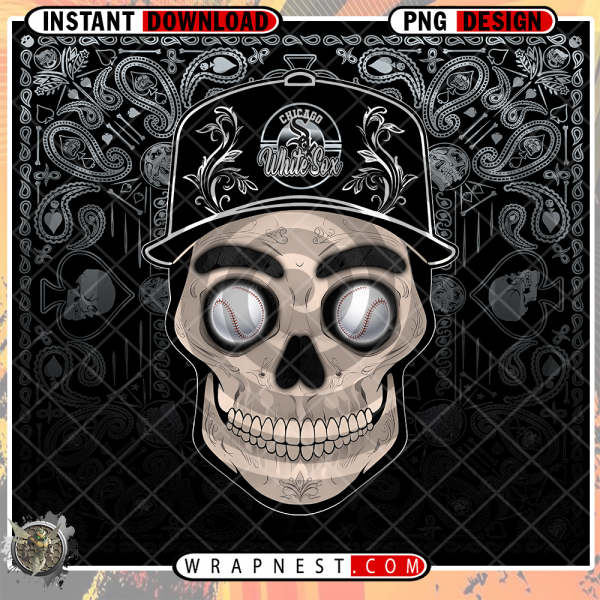 WHITE SOX SKULL HANDKERCHIEF WRAP