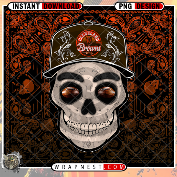 BROWNS SKULL HANDKERCHIEF WRAP