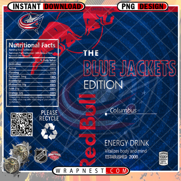 BLUE JACKETS RED BULL WRAP