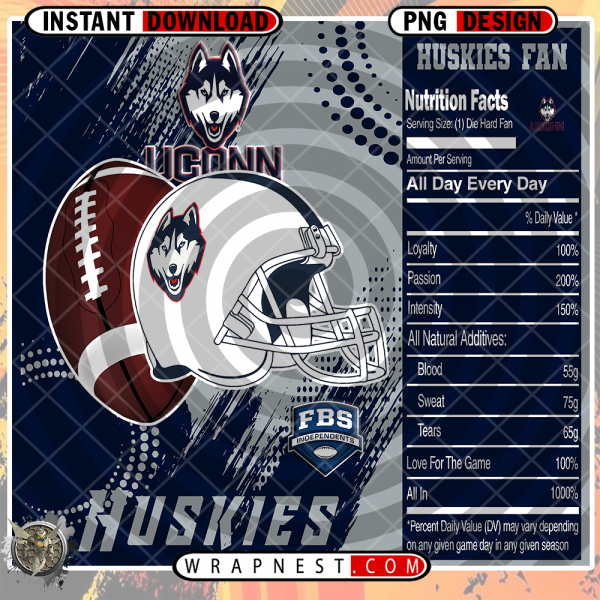 CONNECTICUT TEAM FAN SODA WRAP