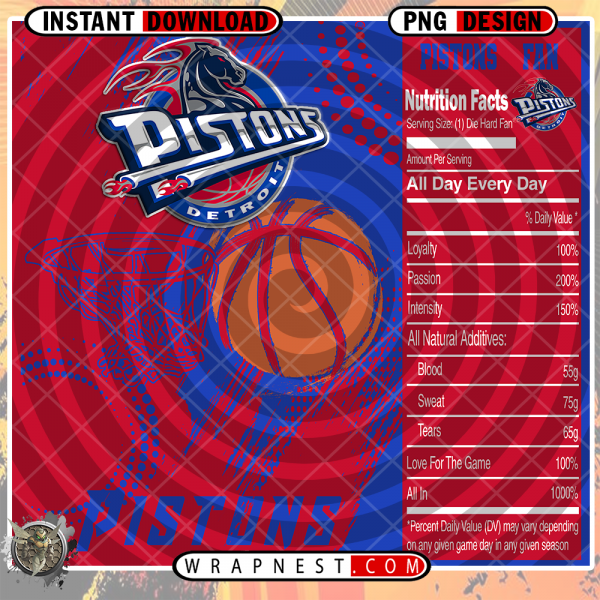 PISTONS TEAM FAN SODA WRAP