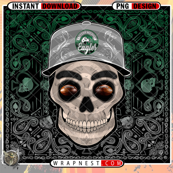 EASTERN MICHIGAN SKULL HANDKERCHIEF WRAP