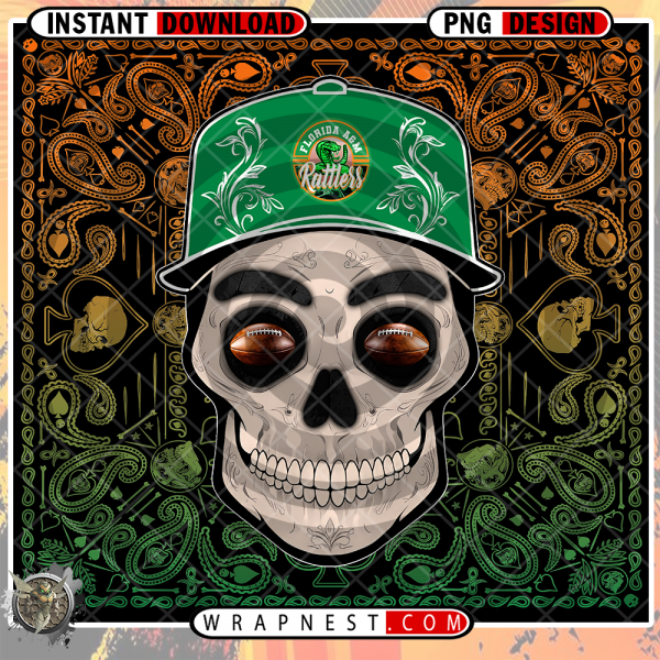 FLORIDA A&M SKULL HANDKERCHIEF WRAP