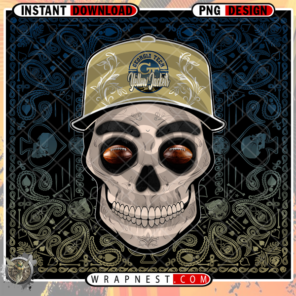 GEORGIA TECH SKULL HANDKERCHIEF WRAP