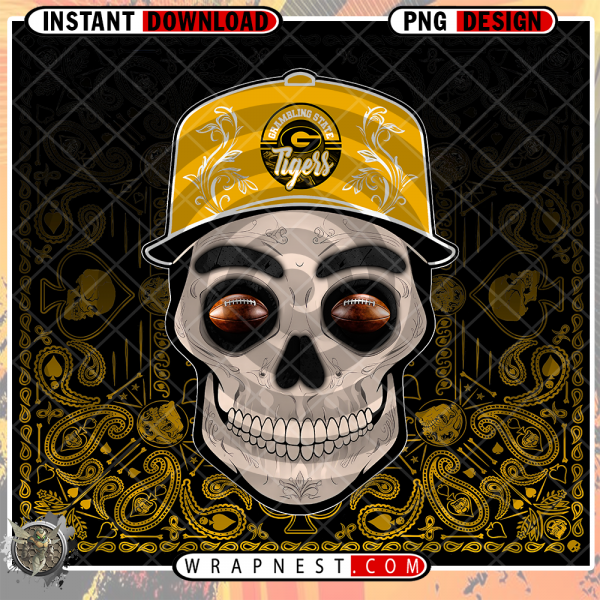 GRAMBLING STATE SKULL HANDKERCHIEF WRAP