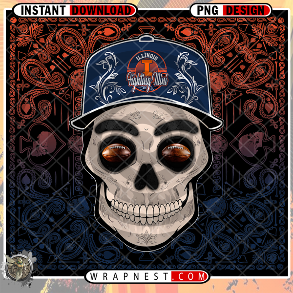 ILLINOIS SKULL HANDKERCHIEF WRAP