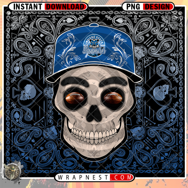 INDIANA STATE SKULL HANDKERCHIEF WRAP