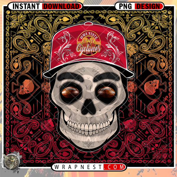 IOWA STATE SKULL HANDKERCHIEF WRAP