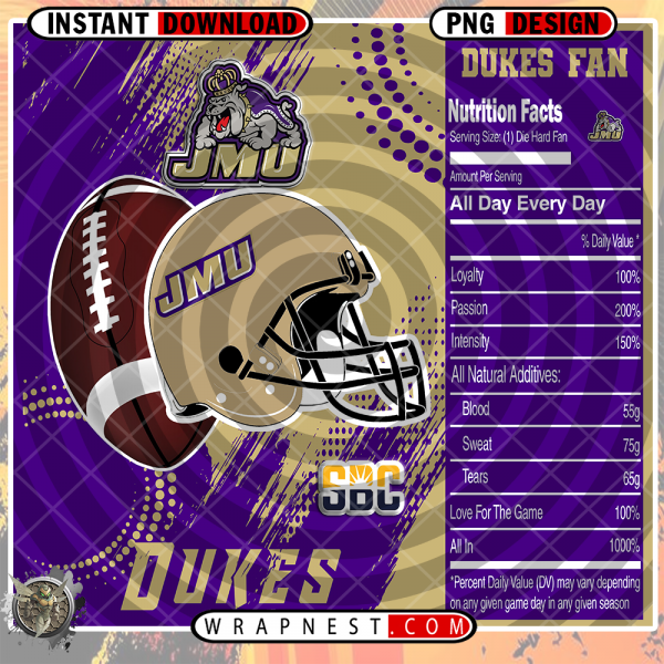JAMES MADISON TEAM FAN SODA WRAP