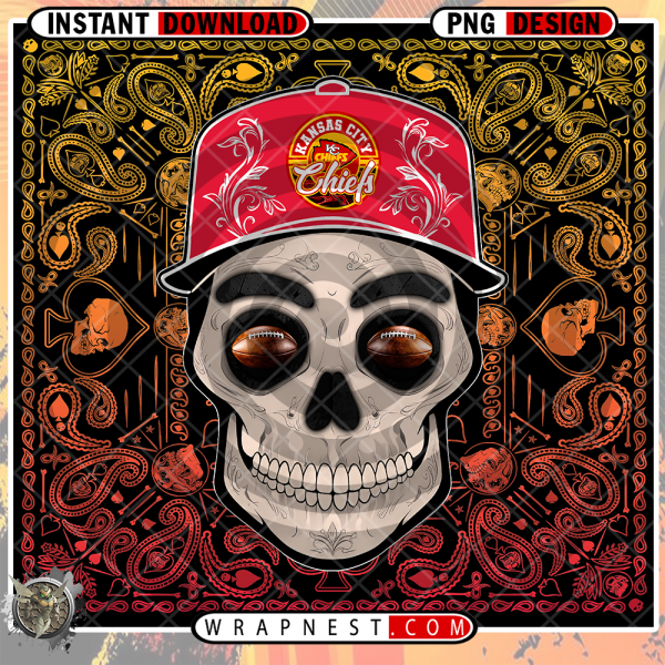 CHIEFS SKULL HANDKERCHIEF WRAP