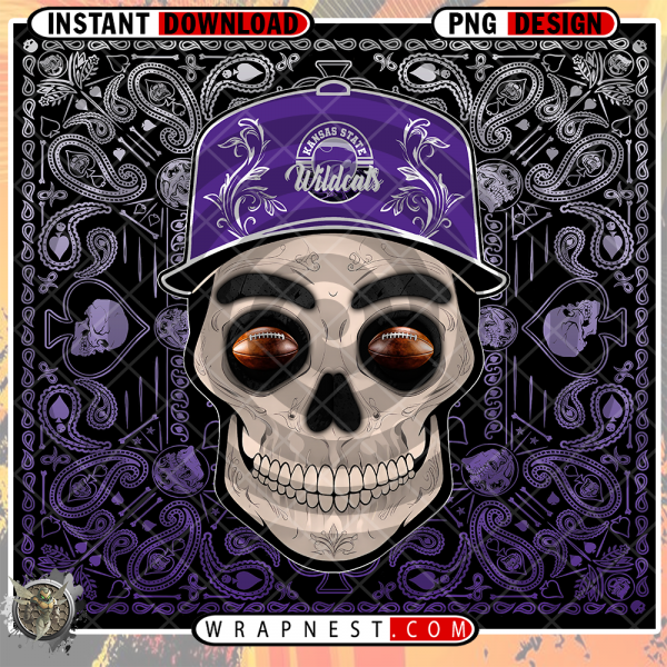 KANSAS STATE SKULL HANDKERCHIEF WRAP