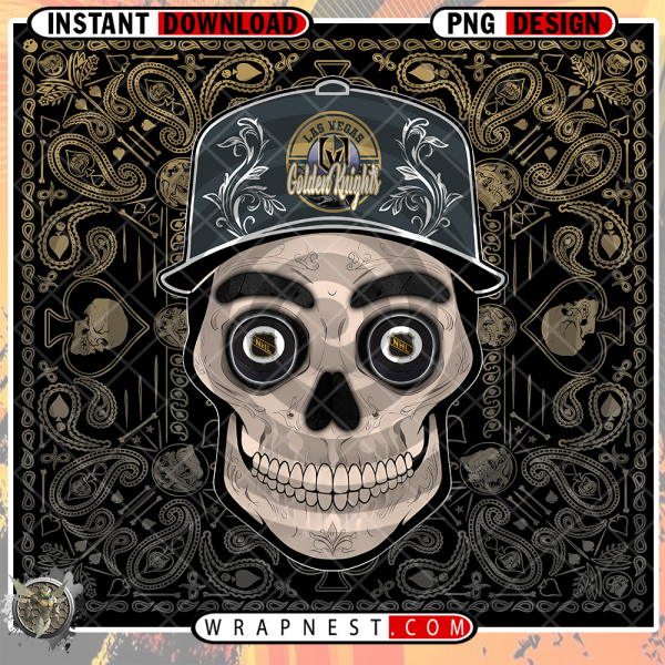 GOLDEN KNIGHTS SKULL HANDKERCHIEF WRAP