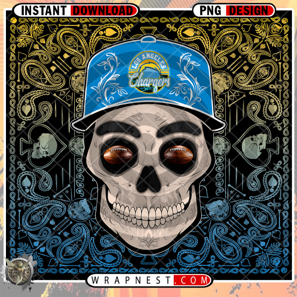 CHARGERS SKULL HANDKERCHIEF WRAP