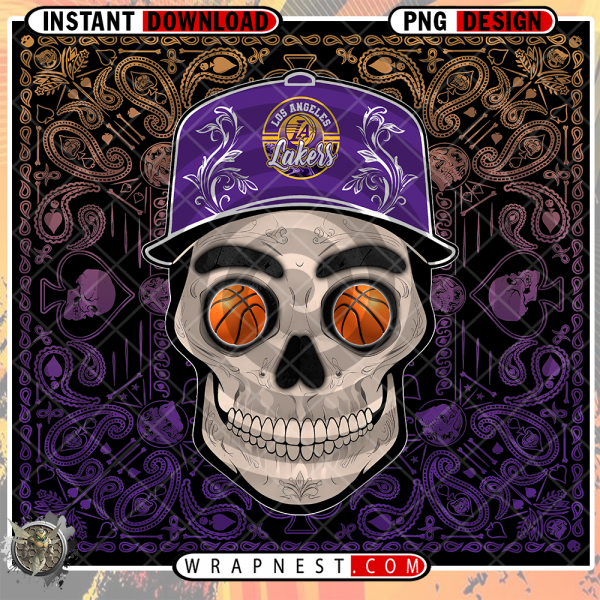 LAKERS SKULL HANDKERCHIEF WRAP