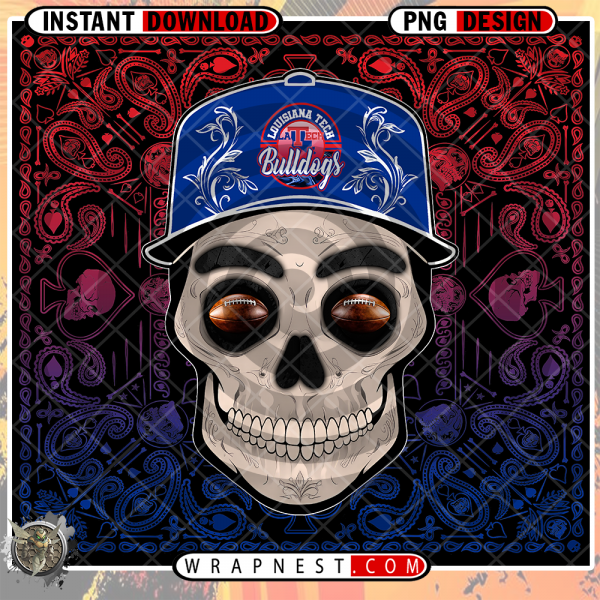 LOUISIANA TECH SKULL HANDKERCHIEF WRAP