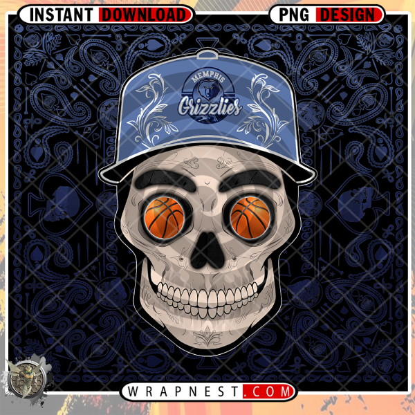 GRIZZLIES SKULL HANDKERCHIEF WRAP