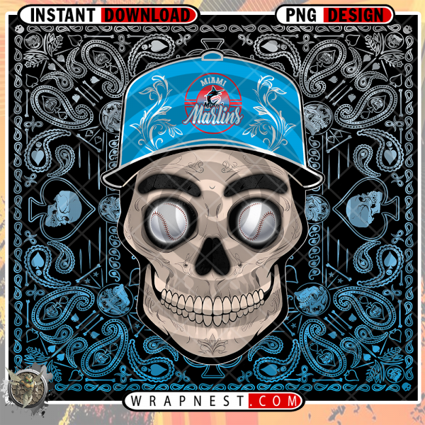 MARLINS SKULL HANDKERCHIEF WRAP
