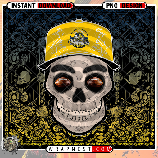 MICHIGAN SKULL HANDKERCHIEF WRAP