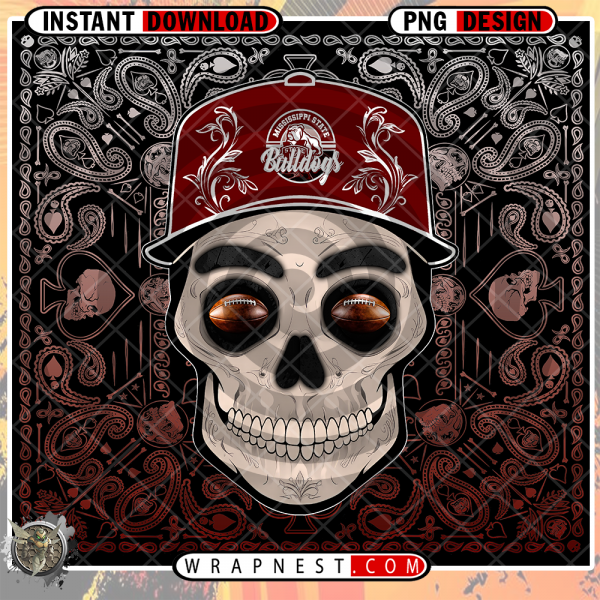 MISSISSIPPI STATE SKULL HANDKERCHIEF WRAP