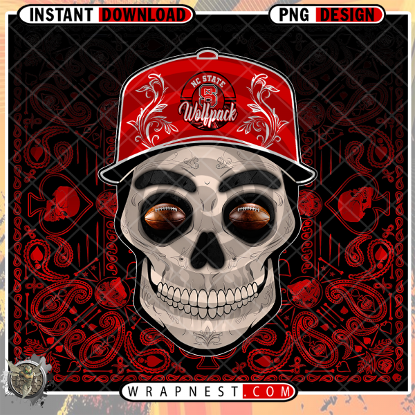 NC STATE SKULL HANDKERCHIEF WRAP