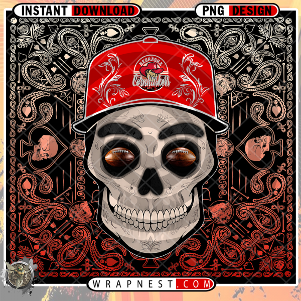 NEBRASKA SKULL HANDKERCHIEF WRAP