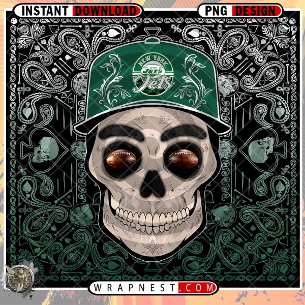 JETS SKULL HANDKERCHIEF WRAP