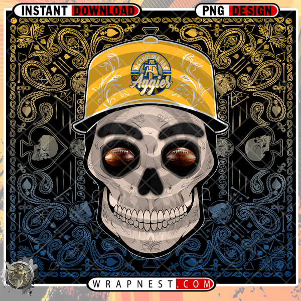 NC A&T SKULL HANDKERCHIEF WRAP