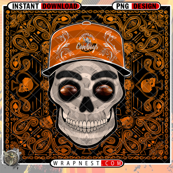 OKLAHOMA STATE SKULL HANDKERCHIEF WRAP