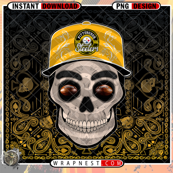STEELERS SKULL HANDKERCHIEF WRAP