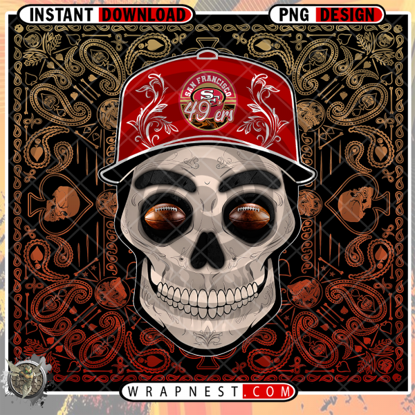 49ERS SKULL HANDKERCHIEF WRAP