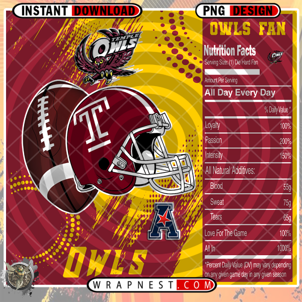 TEMPLE TEAM FAN SODA WRAP