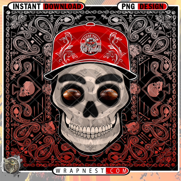 TEXAS TECH SKULL HANDKERCHIEF WRAP