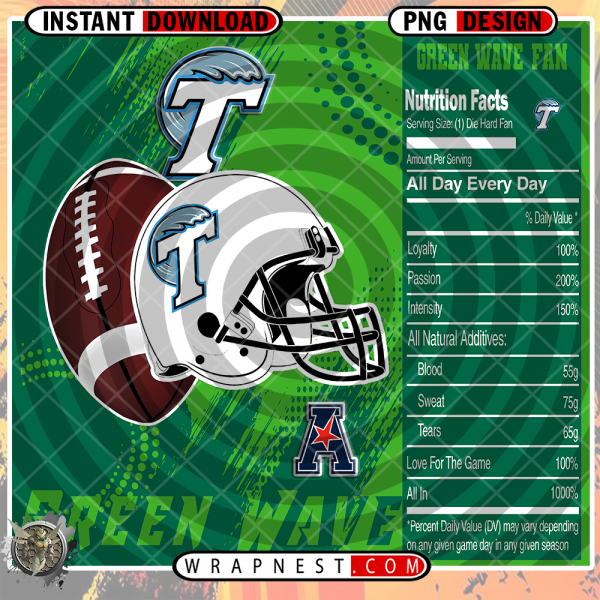 TULANE TEAM FAN SODA WRAP
