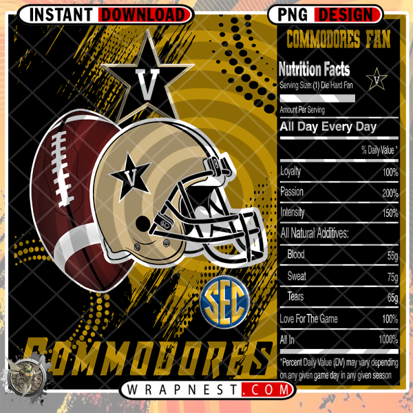 VANDERBILT TEAM FAN SODA WRAP