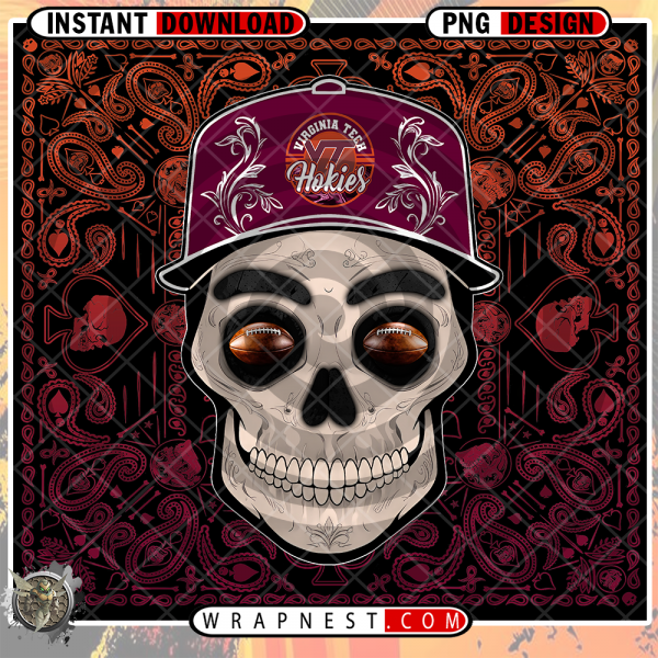 VIRGINIA TECH SKULL HANDKERCHIEF WRAP