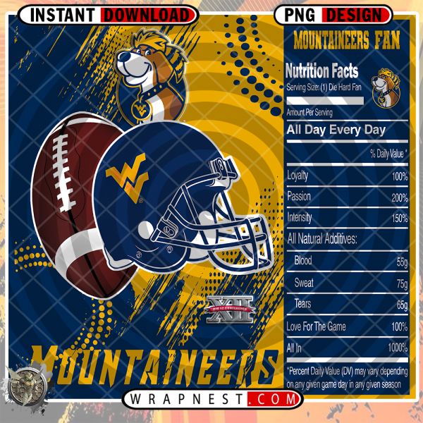 WEST VIRGINIA TEAM FAN SODA WRAP