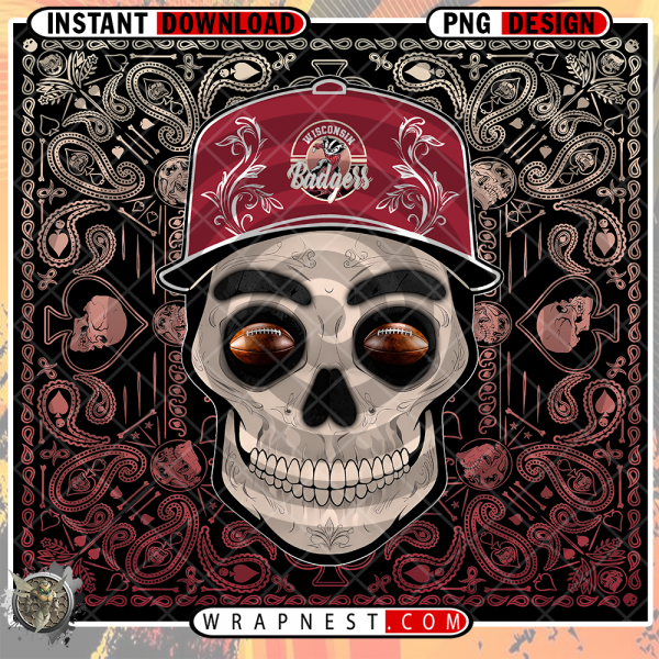 WISCONSIN SKULL HANDKERCHIEF WRAP