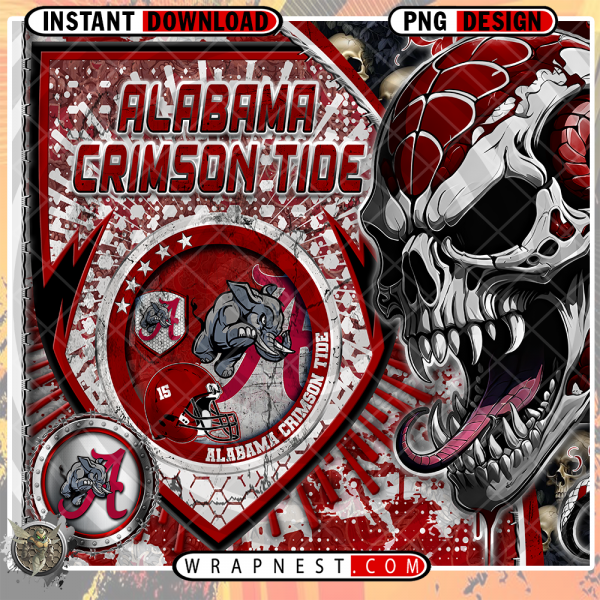 CRIMSON TIDE SKULL SHIELD WRAP