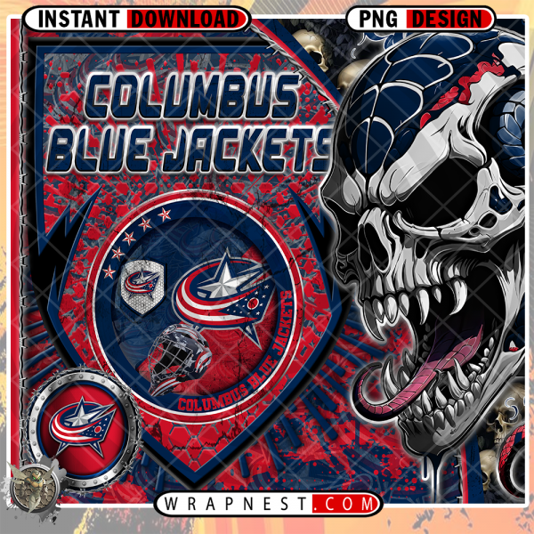 BLUE JACKETS SKULL SHIELD WRAP